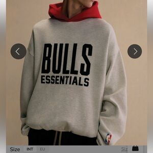Essentials Bulls Hoodie - Red Hood, Light Gray Body